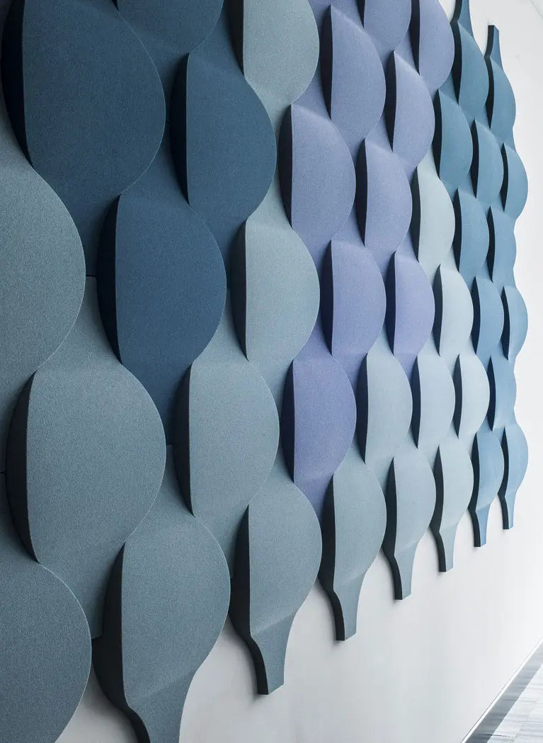 3D Soft Acoustic Wall Panels blue composition in white interior